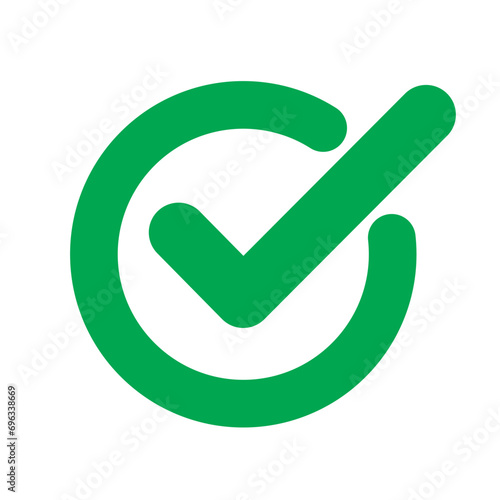 Check isolated green vector icon. Concept illustration of success receiving approval. eps 10