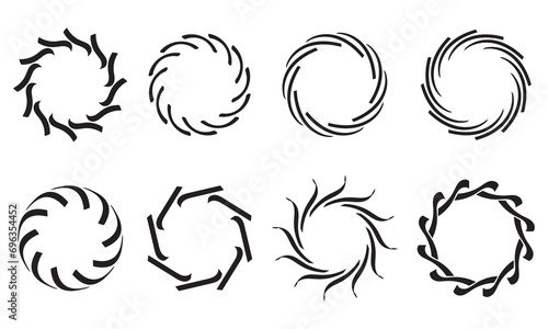 Collection of abstract circle logos. Abstract radial lines logo. Abstract circular border