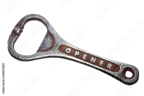 Soda Bottle Opener with Transparent background - vintage rusty iron pocket beer opener.