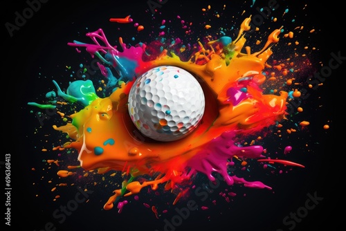 Dynamic golf ball impact with colorful splat design