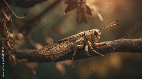 Green Grasshopper Perched on a Wildflower"