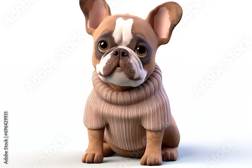 funny cartoon french bulldog sitting dog