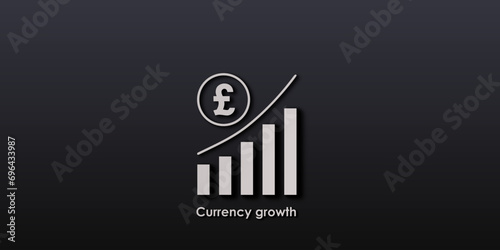 Vector illustration. Currency growth concept. Finance, Economics, Trade and Investment, Pound Sterling. Poster or banner for the site.