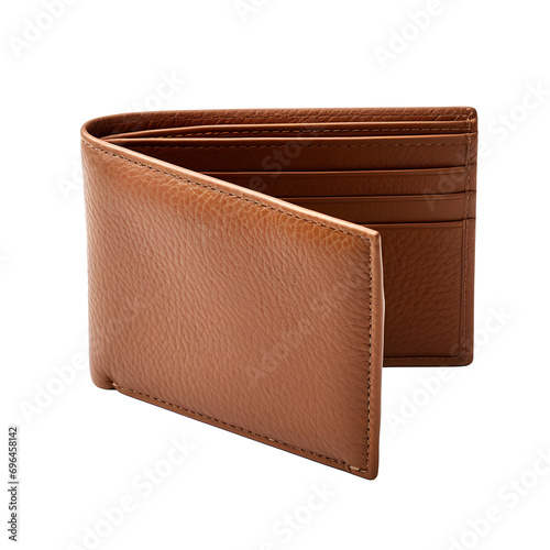Close-up photo of leather wallet without background