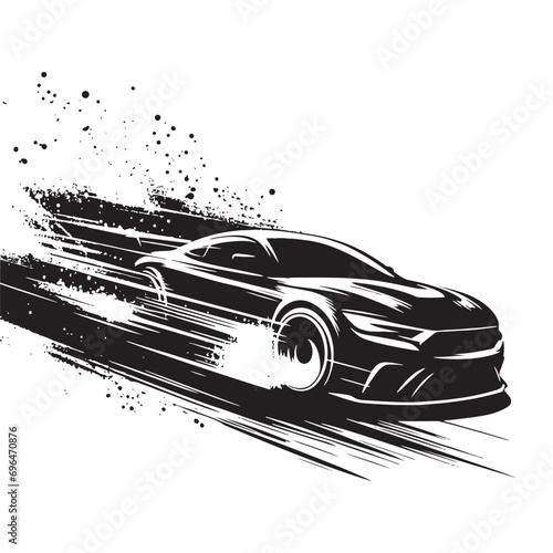 Racing car silhouette - Energetic Racing Car Silhouette for Dynamic Visuals - Racing car black vector 