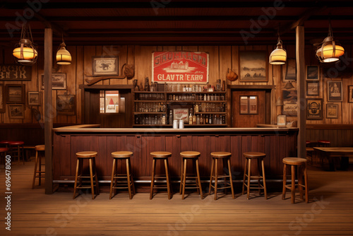 A photograph of quiet western saloon