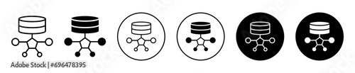 Data architecture icon. big hosting cloud server or multi channel database architecture network system technology symbol set. digital data architecture service vector