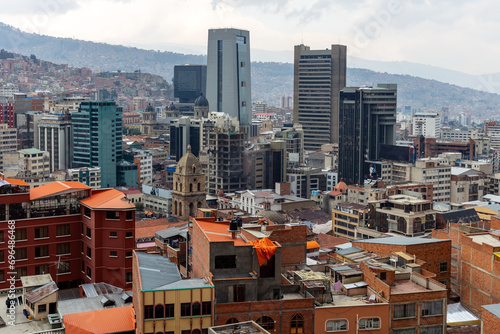 View of high-rise buildings of the city of La Paz. Bolivia. Cityscape