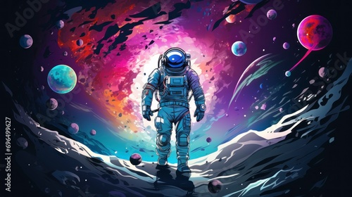 illustration of an astronaut with many colors