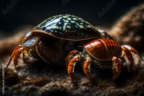 A hermit crab swapping shells with another crab