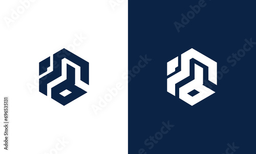 initials p and mb monoline logo design vector