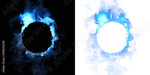 Atmospheric blue ring with a smoky halo, offering deep contrast for VFX. Alpha transparency for versatile use.