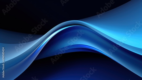  a close up of a blue wave on a black background with a light reflection on the bottom of the wave.