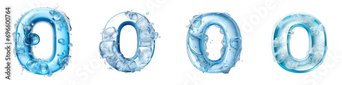 Ice style frozen lettering, alphabet, logotype, letter O isolated on a transparent background