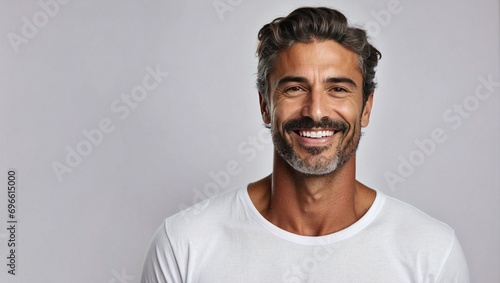 Handsome italian man, studio shot portrait, clean background
