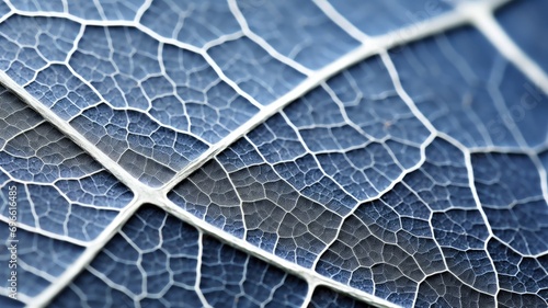 Macro of a blue leaf's skeletal structure