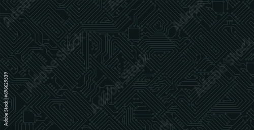 Electronic technology circuit on a black background.​ ​