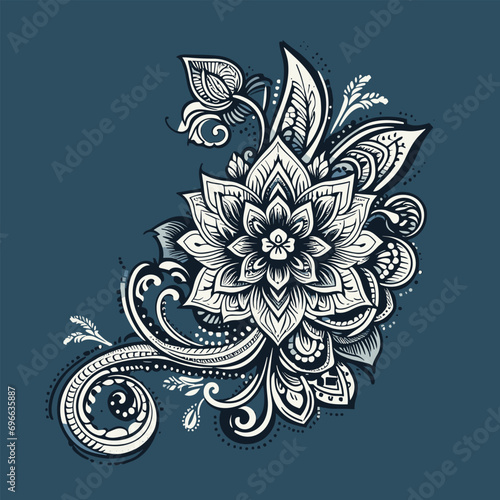 Free vector vector illustration of mehndi ornament. traditional indian style, ornamental floral elements for henna tattoo, stickers, mehndi and yoga design, cards and prints. abstract floral vector il