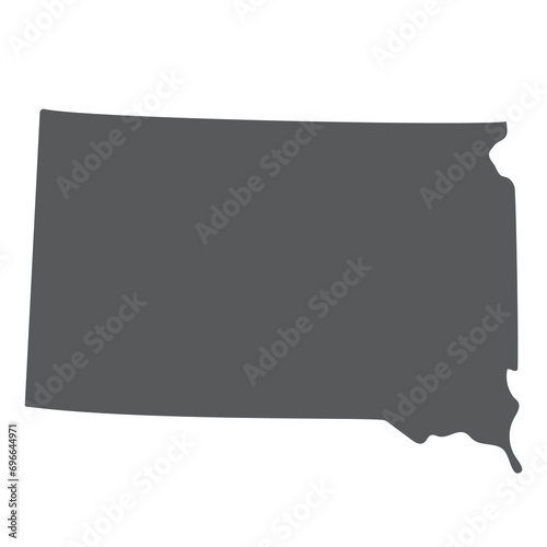 South Dakota state map. Map of the U.S. state of South Dakota.