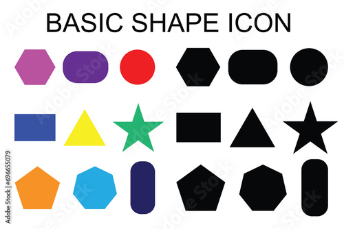 Set Of Basic Shape Icons. Colourful shape vector illustration isolated.
