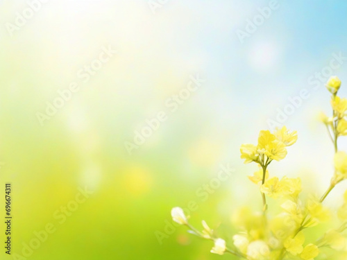  Serene Spring Bliss: Yellow Blurred Background with Light Blue Texture and Copy Space for Nature-Inspired Designs image 