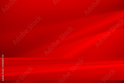 Empty studio interior background and backdrop and product display stand with red shadow on blank text background for inserting text.