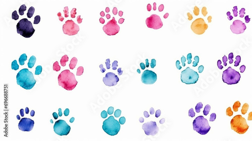 Seamless pattern with dog paw print. Animal images. Illustration. Veterinary medicine. Generative AI