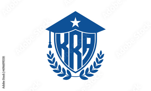 KRA three letter iconic academic logo design vector template. monogram, abstract, school, college, university, graduation cap symbol logo, shield, model, institute, educational, coaching canter, tech 