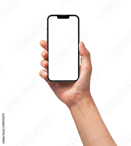 スマートフォンを掲げている手の画像合成用素材