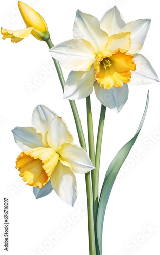 Narcissus flower watercolor painting. 