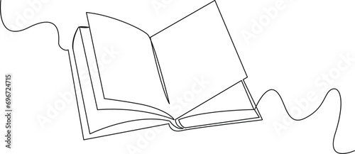continuous one line drawing minimalist Of book vector illustration study supply theme for school and education object