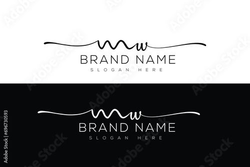 Mw handwriting and signature logo vector design 
