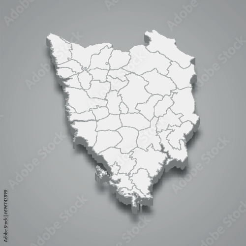 3d isometric map of Istria is a county of Croatia