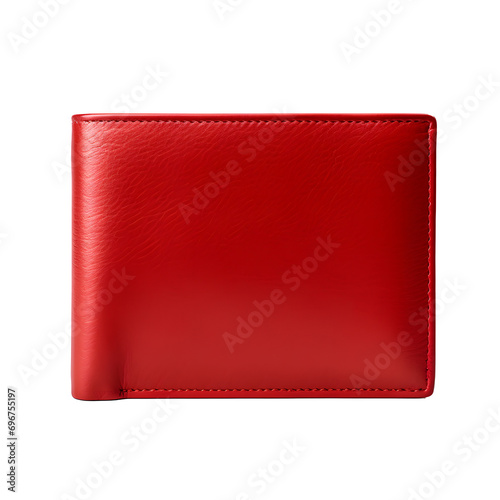 Close-up photo of red leather wallet without background