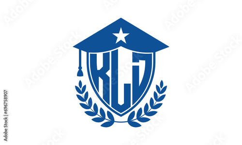 KLD three letter iconic academic logo design vector template. monogram, abstract, school, college, university, graduation cap symbol logo, shield, model, institute, educational, coaching canter, tech 