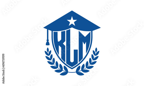 KLM three letter iconic academic logo design vector template. monogram, abstract, school, college, university, graduation cap symbol logo, shield, model, institute, educational, coaching canter, tech 