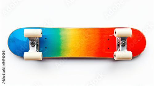 Modern sport skateboard deck with wheels isolated on white background