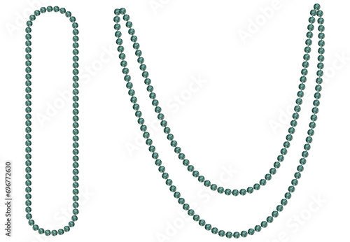 Hand drawn watercolor Mardi Gras carnival symbols. String of beads necklace jewelry throws in traditional color. Single object isolated on white background. Design for party invitation, print, shop