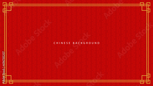 Vector illustration of a Chinese frame background in red and gold colors