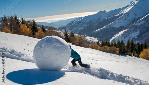 a big snowball rolling down the mountain
