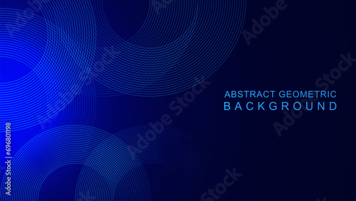 Abstract blue circular geometric lines background. Modern technology concept backdrop.
