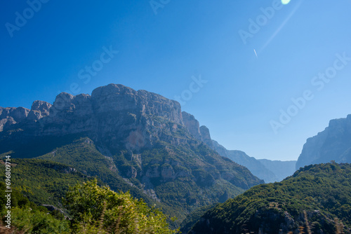 Unique natural landscape of the Vikos Gorge in northern Greece . The gorge is found in Vikos–Aoös National Park, Epirus