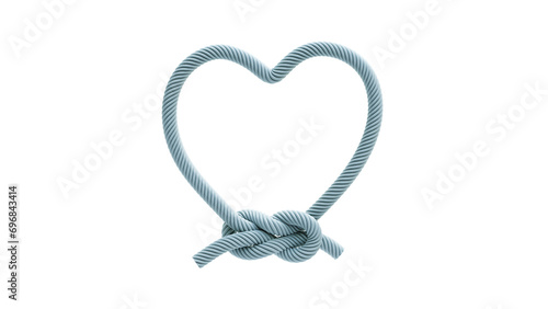 heart of rope string and reef knot 3D rendering