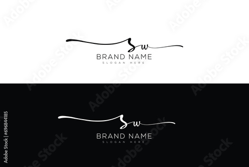Sw initial handwriting signature logo