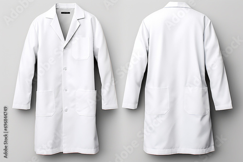 Medical front and back white coat mockup, isolated