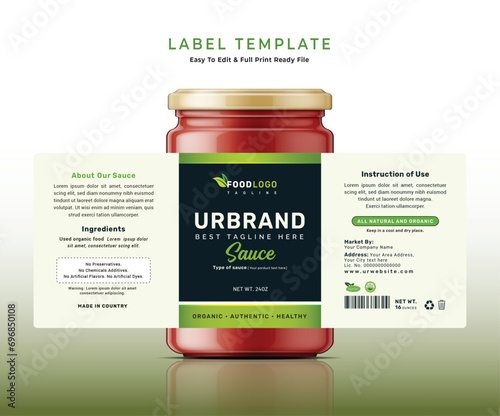 Sauce and jam label design bottle jar food sticker packaging product label.