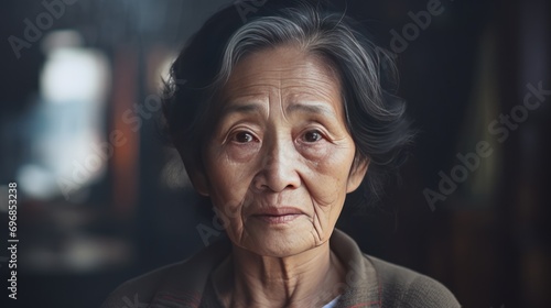 Middle aged asia people old mom love care ,mental health of elderly people