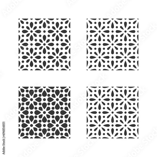 Mosaik seamless pattern. Modern outline shape geometric flowers pattern. Floral tile design element.