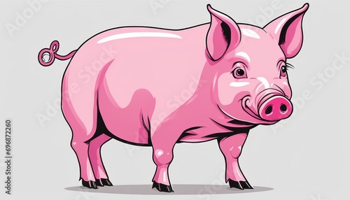 A pink cartoon pig with a pink nose and pink eyes