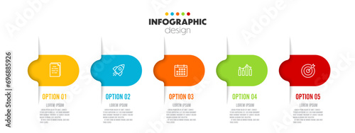 Vector timeline for infographics template diagrams, graphs, presentations and business concept charts with 5 options.